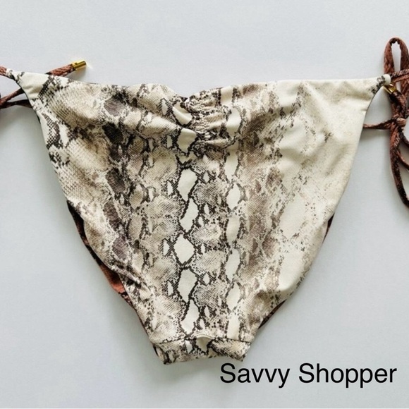 PQ Swim Snakeskin Python Reversible Tie Teeny Bikini Bottoms SZ Large NWT/Liner - Picture 11 of 12
